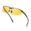 Lunettes de soleil homme conduite de nuit lunettes de Vision polarisées monture métallique rectangulaire Protection UVA UVB