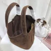 Bolsa feminina de luxo designer clássico avançado tc couro moda grande capacidade balde saco de compras bolsa designer genuíno saco de camurça fosca