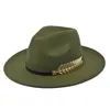 Berets 2024 de alta qualidade vintage clássico feltro jazz fedora chapéu grande aba cloche cowboy panamá para mulheres homens bowler fedoras