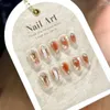 Falska naglar Misskitty Handmade Press-on Wear Nail Sweetheart Autumn och Winter Pure Desire to Show White Caramel Amber Gentle