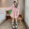 Winter Shiny Jackets Girls Fur Collar Hooded Warm Parka Big Children 4-12 Years Kids Teenage Long Cotton Outerwear Snowsuit 240108