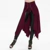 Готическая юбка, черная средневековая винтажная юбка с высокой талией, нерегулярная юбка-зонтик со шнуровкой, длинные юбки в стиле стимпанк на Хэллоуин для