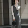 Casual Dresses Pure Cashmere Women's Dress Sweater Solid Color Sticked Exquisite Long Sleeveless Pullover Line