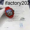 Top ZF Factory RicharSmiller Tourbillon Fibre Fibre Case RM11-03 Red Magic Automatyczne zegarek mechaniczny Czerwony Materiał z włókna węglowego Data wystawienia gwarancji wyświetlania