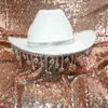 Berets Ultra-blinkender Cowgirl-Hut mit schimmernden Strasssteinen, Junggesellenabschied-Kopfbedeckung für Frauen