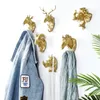 Simulation Resin Animal Hook Hanging Clothes Hat Scarf Key Deer Horns Hanger Rack Wall rhino horn No punching doorway Home Decor 240108