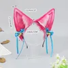 Fournitures de fête unisexe, bandeau en forme d'oreilles de dessin animé avec Mini cerceau de cheveux rouge Rose, maquillage, casque de diffusion en direct