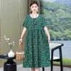 Abiti casual Abito estivo da donna 2024 Elegante stampa vintage lungo per donna da 50 a 60 anni Abiti in stile coreano