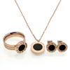 Ringen Mode Vrouwen Merk Sieraden Romeinse Brief Goud Kleur Rvs Parel Shell Bruiloft Sieraden Sets Ketting + oorbellen + ring