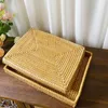 Tea Trays Serving Tray Woven Rattan Rectangular Coffee With Handles For Breakfast Drinks Snack Dining Table