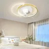 北欧スタイルのミニマリストブラックLED天井ファン鉄アクリルは、寝室のリビングルームモダンのための光を備えています