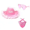 Berets Western Cowboy Hat Heart Sunglasses Bridal Shower Cowgirl Costume Outfit Y1UA