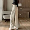 Женские брюки, повседневные свободные брюки с высокой талией, тонкие пуговицы, широкие брюки, осень-зима 2024, модные женские вельветовые плюшевые утолщенные теплые брюки