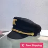 Designer Ball Caps Fevert's même automne et hiver Arc de triomphe lettre marine sboy chapeau laine capitaine chapeau plat top bec de canard chapeau tendance 0H1M