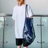 Einkaufstaschen Mode Mesh Hohl Schulter Für Frauen Transparente Tasche Große Kapazität Tote Handtasche