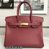 Borsa a mano firmata 7A Handswen Pelle di vacchetta Vera oro di fascia alta rosso melograno fatta a manoDNN3WH1NFQN2