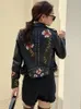 SHENGPALAE PU Leather Embroidered Rivet Coat Moto Biker Streetwear Zipper Overcoat Women's Jackets Spring Clothes FR250 240108