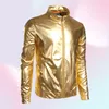 Whole Nightclub Trend Metallic Gold Shiny Jacket Men Veste Homme Fashion Brand FrontZip Lightweight Baseball Bomber Jacket B8783331