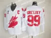 Maglie da hockey James Custom Team Canada Hockey Jersey 99# Gretzky 66# Lemieux 4# Bobby Orr 7# Bourque 10# Hawerchuk 11# Masier maschi