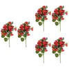 Dekoratif çiçekler 6 adet çilek çiçek aranjman dekor parti için yapay gövdeler