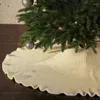 Décorations de Noël 2024 Joyeux décoration tricoté jupe d'arbre plissée année fête fournitures pour la maison 90/120 cm