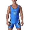 Spor Salonu Giyim Güreş Singlets Suit Boks Bir Parça Bodysuit Demir Erkek Spor Fitness Yüksek Elastik Kolsuz Halter Skinsu