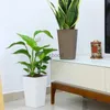 Planters Pots كبير زهرة تقليد المعادن البلاستيك زارع زارع طويل القامة ملحقات حديقة الطوب أواني زهرة مربعة مع مدخل سقي yq240109