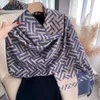 Autumn and Winter New Style Fashion Cashmere Mid Length Outerwear Shawl Double Sided Warm Letter Scarf Women's Live Broadcast Trend