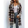 Höst- och vintermode Woolen Coat Plush Plaid Midlängd Temperament Womens English Style 240108