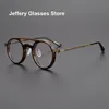 Klasyczne okrągłe okulary octanu mężczyźni Mężczyźni retro kółka recepty optyczne okulary czytania optyczne rama japońska ręcznie robiona 240109