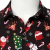 Camisas casuales para hombres TPJB Hombres Camisa de manga larga Banquete de Navidad Vacaciones Impreso Tops Moda Dibujos animados