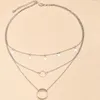 Anhänger Halsketten ALYXUY Böhmische Mode Mond Kreis Geometrische Halskette Für Frauen Choker Multilayer Charme Schmuck