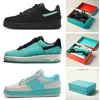 Designer Shoes 1 Low SP Forces Blue Black MultiColor Tiffany&Co. 1837 Leather Suede Men Women Luxurys Outdoor Sports Sneakers Friends and Family