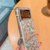 Coque de téléphone de luxe en diamant scintillant 3D, étui rigide en PC fait à la main avec strass pour Samsung Galaxy Z Flip 3 5G