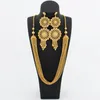 Necklace Earrings Set Luxury Jewelry For Women Large With Chain Dubai Ethiopian Flower Long And Bride