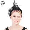 Berets FS 2024 Millinery Top Hats For Women With Elegant Bridal Wedding Head Hoop Ladies Fascinators Cocktail Party Headdress