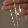 Colliers pendentifs Collier en argent sterling 925 avec plaqué or 14 carats à quatre griffes diamant unique tempérament super flash chaîne de clavicule de luxe bijoux2024