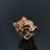 Clusterringe 925 versilbertes Gold, hochwertiges Gefühl, ausgehöhlter Leopardenkopfring, europäische und amerikanische Modemarke, Schmuckgeschenk YQ240109