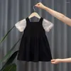 Meisje Jurken Meisjes Bladerdeeg Mouw Jurk 2024 Leuke Zoete Zomer Korte Netto Garen Baby Mode Voor 2-8Y Kinderkleding