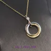 Ожерелье из автомобильных шин, титановая сталь, классика для женщин, модное золотое кольцо с тремя цветными бриллиантами, розовое, модное женское ожерелье с оригинальной коробкой YJ