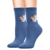 Bas de noël d'hiver pour femmes, chaussettes confortables en coton décontractées, motif imprimé d'animaux mignons, chaussettes de haute qualité pour femmes 240109