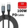 100W Super Charge USB C Kabel QC3.0 5A Schnelles Schnellladen PD Typ C Ladedatenkabel für Samsung S24 Xiaomi LG