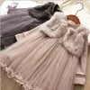 Sukienki dla dziewczynek 2024 Koreańska imitacja aksamitna sukienka dla dzieci jesień i zima modna plus ciepły jednoczęściowy księżniczka