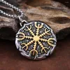 Chains Fashion Vintage Norse Viking Compass Necklace For Men Boys Stainless Steel Vikings Amulet Runes Pendant Jewelry Gifts Never Fade