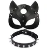 Porno Fetish Testa Maschera Frusta BDSM Bondage Restrizioni PU Pelle Gatto Maschera di Halloween Gioco di ruolo Giocattolo del sesso Per uomini Donne Giochi Cosplay 240109