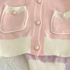 Set di abbigliamento Ragazze Manica lunga Maglioni per bambini Farfalla carina Neonata Cardigan lavorato a maglia Gonna a pieghe Vestito per bambini GY06201