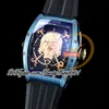 Challenge Skull Inkvaders orologio meccanico automatico da uomo acciaio blu quadrante scheletrato in oro rosa cinturino in caucciù edizione limitata orologi da polso Hombre trustytime001