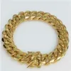 Men 18K Yellow Gold Box Clasp 12mm Miami Cuban Link Bracelet2583