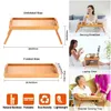Bamboo Bed Tray Foldable Lap Desk Portable Laptop Breakfast Food Dinner Table 240109