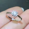 Cluster Anéis 1.6 Gram Real 18K Anel de Moissanite de Ouro Branco para Mulher de Escritório 0.5ct VVS Grau D Cor